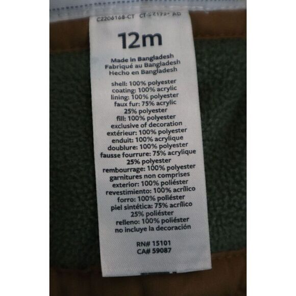 Carter's C2206168 Baby Boys' Sz 12M Camel Brown Heavyweight Adventure Parka Coat - Picture 3 of 12